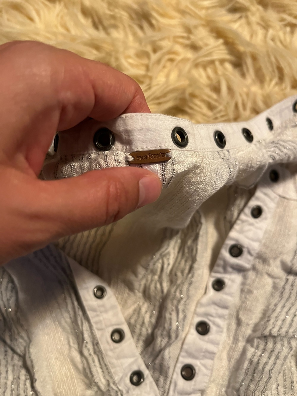 Free People White/silver Rivet top - Picture 2 of 2